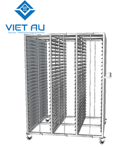 XE ĐẨY KHAY CƠM - 1 TẦNG 6 KHAY CÓ CỬA MỞ