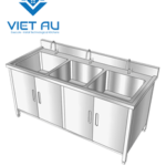 CHẬU RỬA 3 HỘC CÓ CỬA VÀ ỐP XUNG QUANH