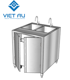CHẬU RỬA ĐÔI - CÓ RAIL ĐỂ LY