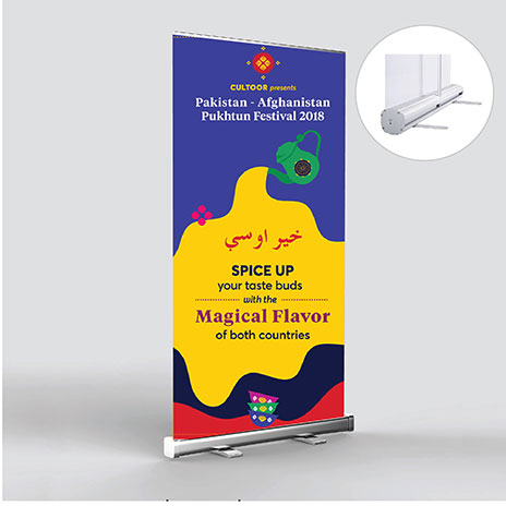 Chân Standee cuốn nhôm tốt 0.6 x 1.6m